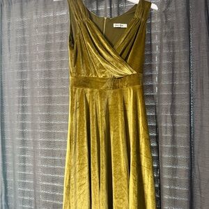 Grace Karin Olive Green Velvet Dress